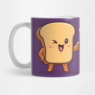 Cute Bread Drink Coffee Cartoon Vector Icon Illustration Mug